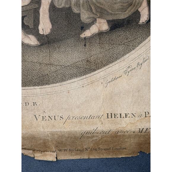 1776 Ryland Engraving After Angelica Kauffman Venus Helen Paris Hand Colored - Picture 6 of 13
